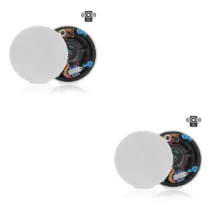 Pyle Dual 5.25 Inch 240 Wall In Wall/In Ceiling Flush Mount Bluetooth Home Audio Speaker System Kit, 2 Way Full Range Stereo Sound Speakers (2 Pack)