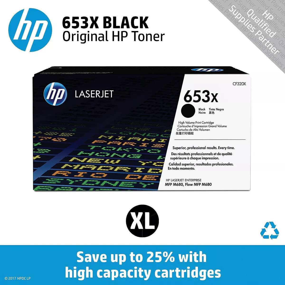 HP Inc. HP 653X (CF320X) High Yield Black Original LaserJet Toner Cartridge