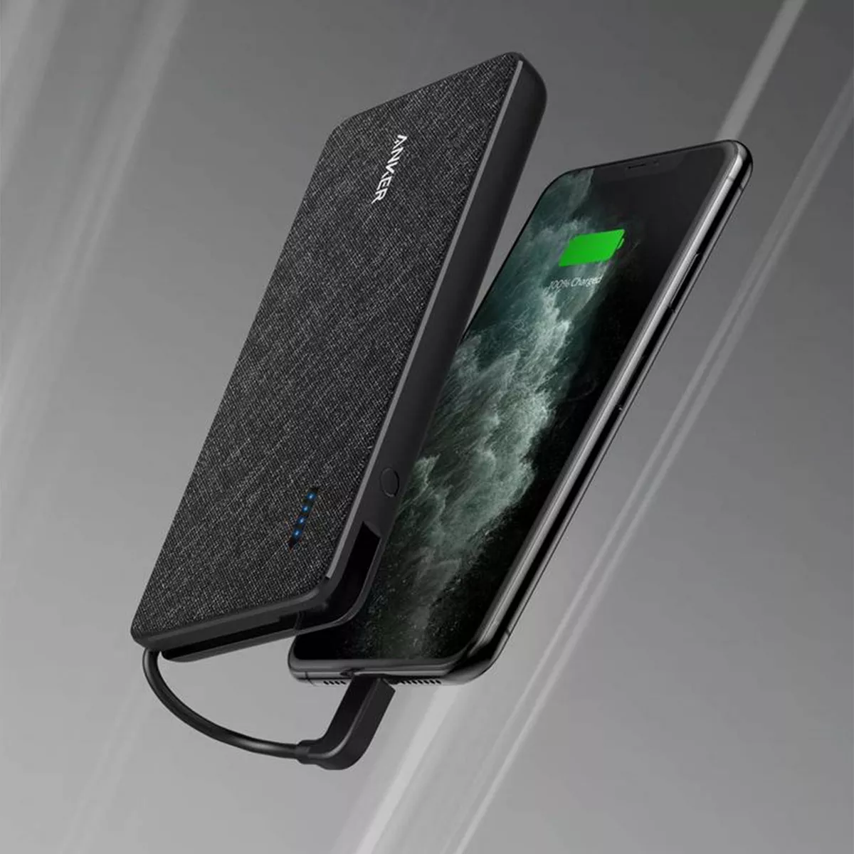 Anker Powercore+ 10000 mAh Power Bank with Integrated Lightning Cable - Black