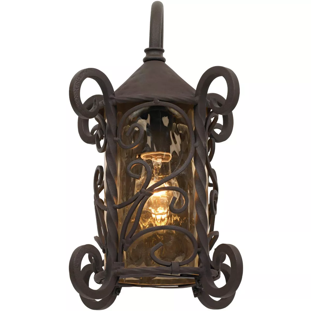John Timberland Rustic Outdoor Wall Light Fixture Dark Walnut Iron Scroll 13 1/4