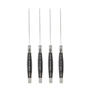 French Home Laguiole 4pk Stainless Steel Connoisseur BBQ Steak Knives with Wood Handles Black
