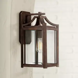 Franklin Iron Works Rustic Farmhouse Outdoor Wall Light Fixture Bronze 16 1/4