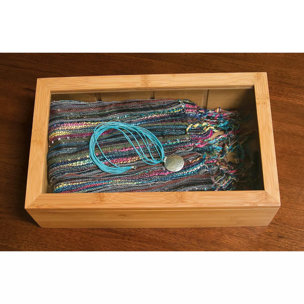 Lipper International Bamboo 8-Compartment Tea Box with Acrylic and Bamboo Lid