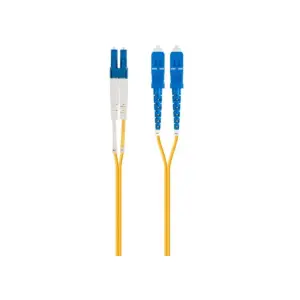 Monoprice Fiber Optic Cable - 3 Meter - Yellow | LC/UPC-SC/UPC, G657A1, Single Mode, Duplex, 2mm, PVC