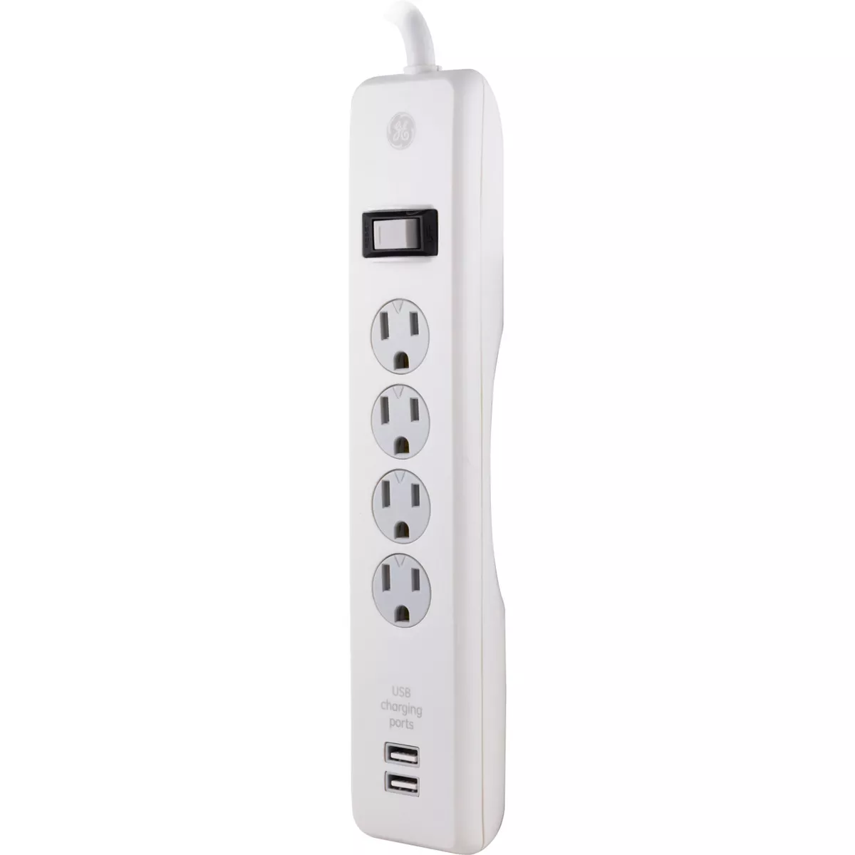General Electric 6' Extension Cord With 4 Outlet 2 USB Surge Protector White