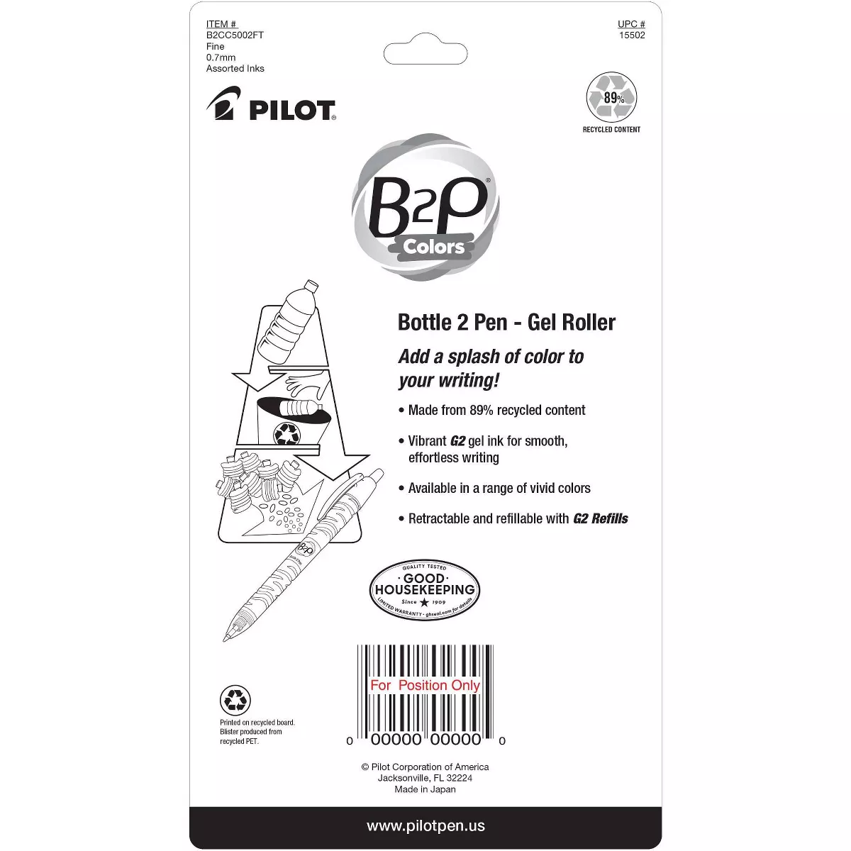 Pilot 5pk B2P Gel Pens Fine