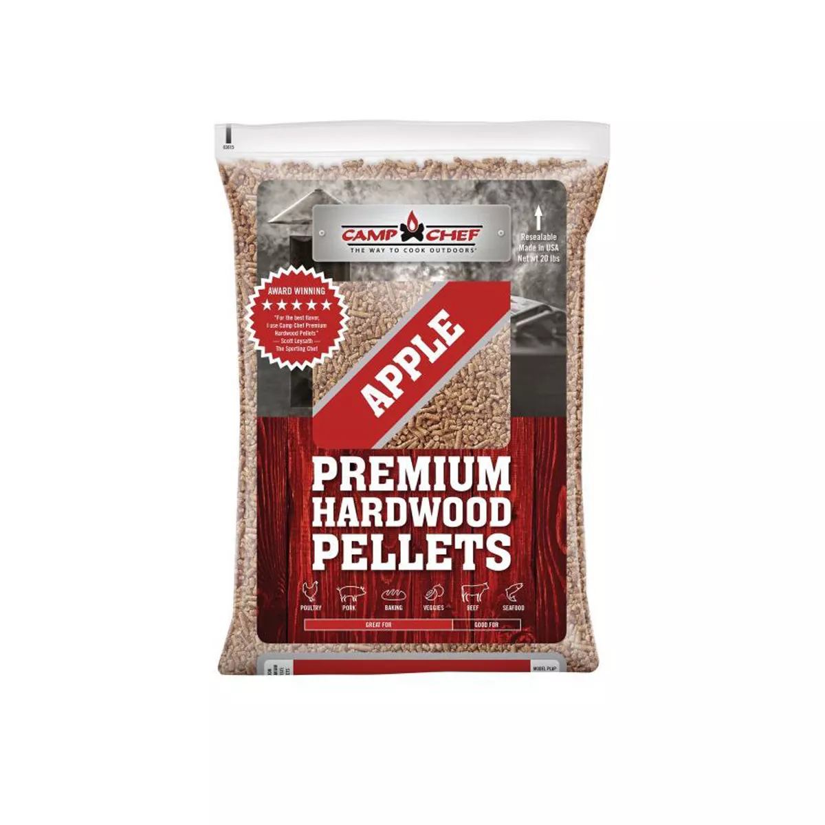Camp Chef Smoker Grill Premium Natural Orchard Apple Hardwood Pellets, 20 Pounds