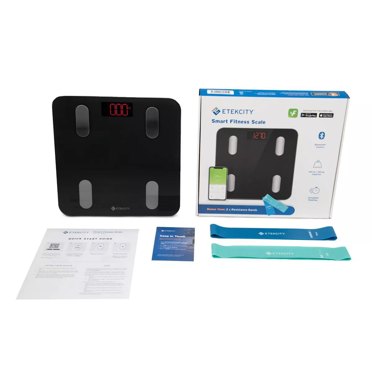 Smart Fit Scale with Resistance Bands Black - Etekcity