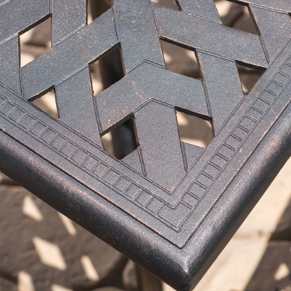 Austin Square Cast Aluminum Dining Table - Shiny Copper - Christopher Knight Home