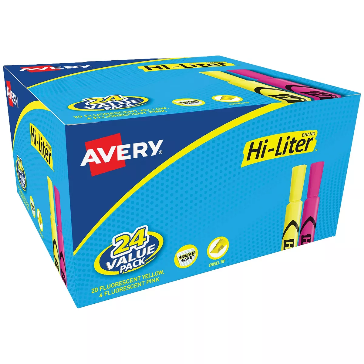 Avery HI-LITER Desk-Style Highlighter Chisel Assorted Colors 24/Pack 98189