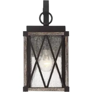 Possini Euro Design Rustic Outdoor Wall Light Fixture Bronze Wood 13 1/2