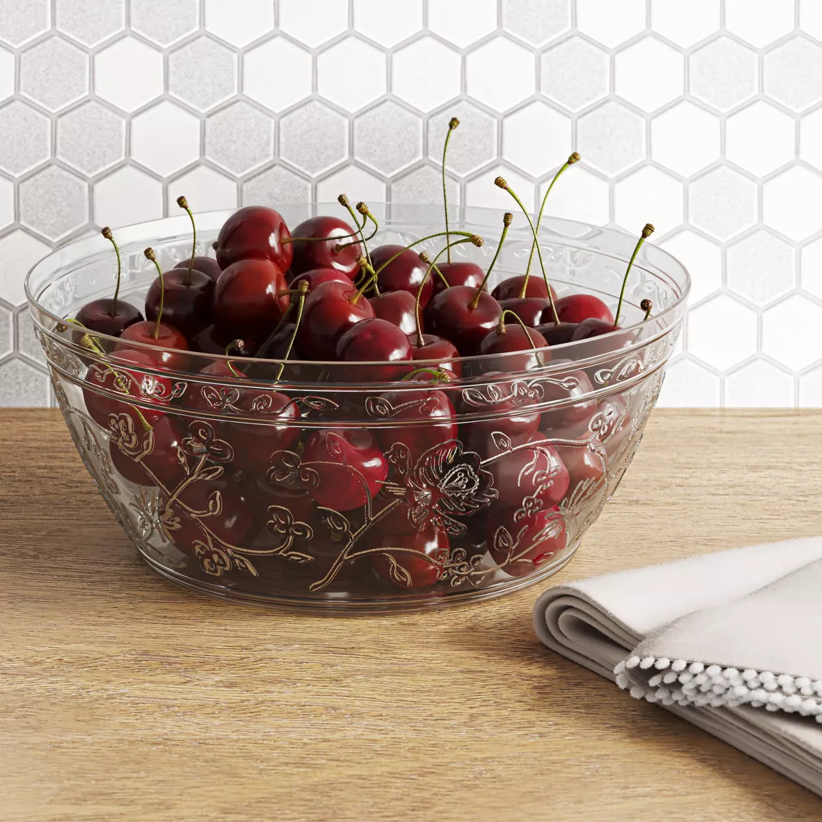 115oz Plastic Floral Serving Bowl - Opalhouse™