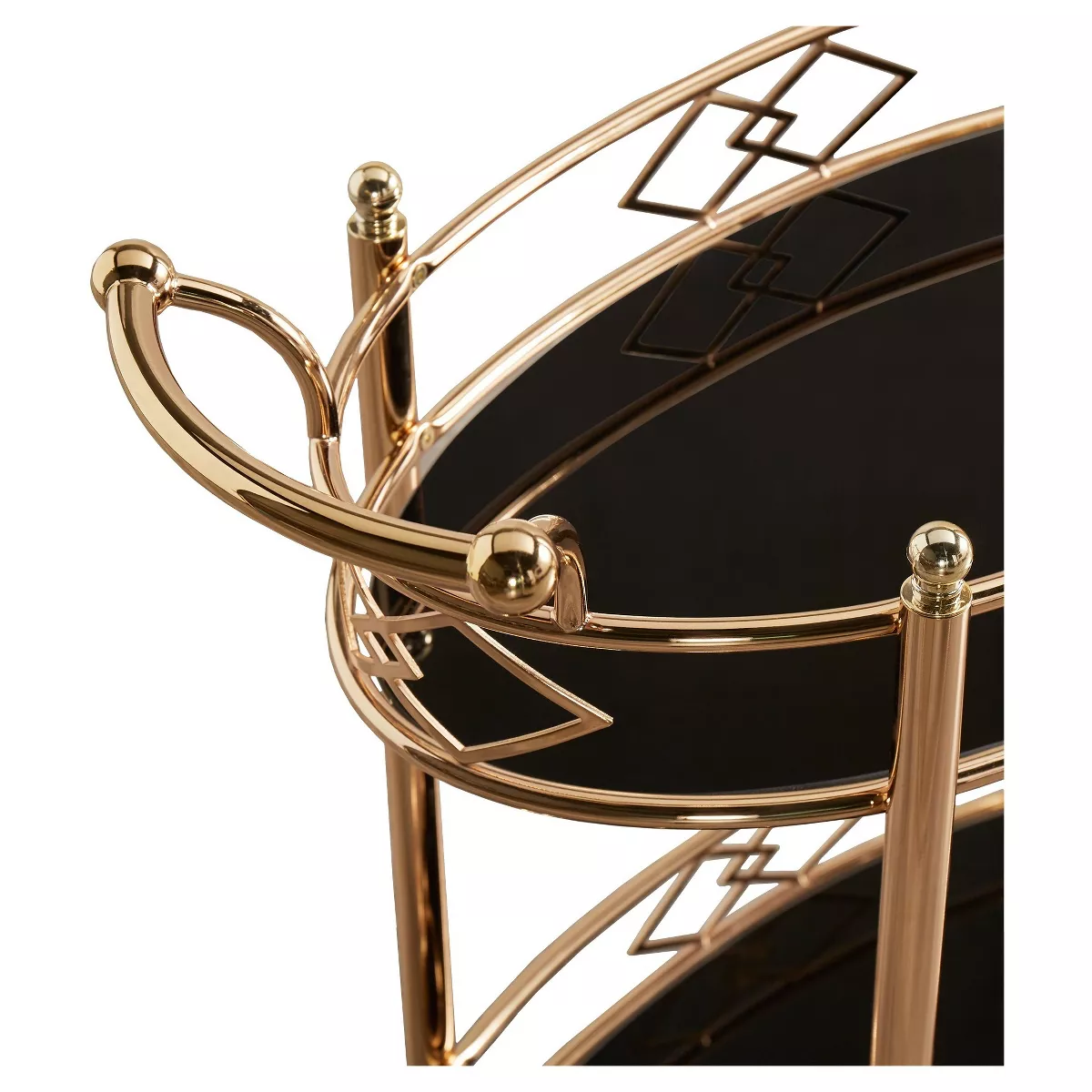 Annie Vintage Metal and Glass Bar Cart Rose Gold - Inspire Q