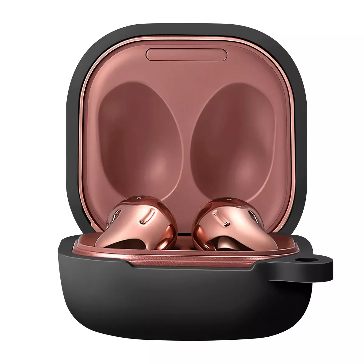 Insten Silicone Case for Samsung Galaxy Buds Pro (2021) / Galaxy Buds Live (2020) with Carabiner Keychain, Black