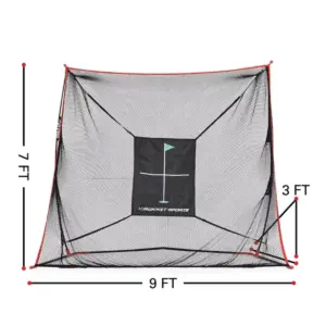 Rukket Sports Outdoor Portable 9 x 7 x 3 Foot Haack Golf Training Practice Net Pro Set with Hitting Target, Tri Turf Mat, and Carrying Bag