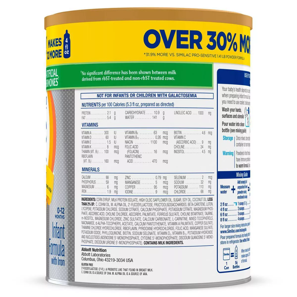 Similac Pro-Sensitive Non-GMO Infant Formula with Iron Powder - 29.8oz
