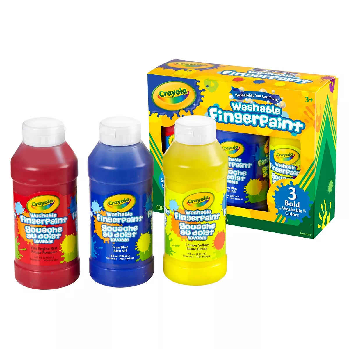 Crayola 3ct 8oz Washable Fingerpaint - Bold Colors