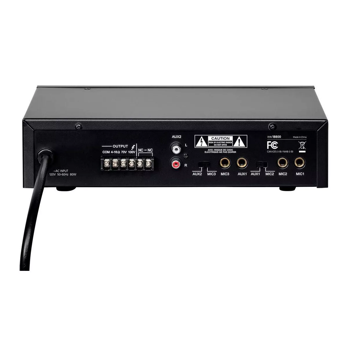 Monoprice Commercial Audio 60W 3ch 100/70V Mixer Amp (No Logo)