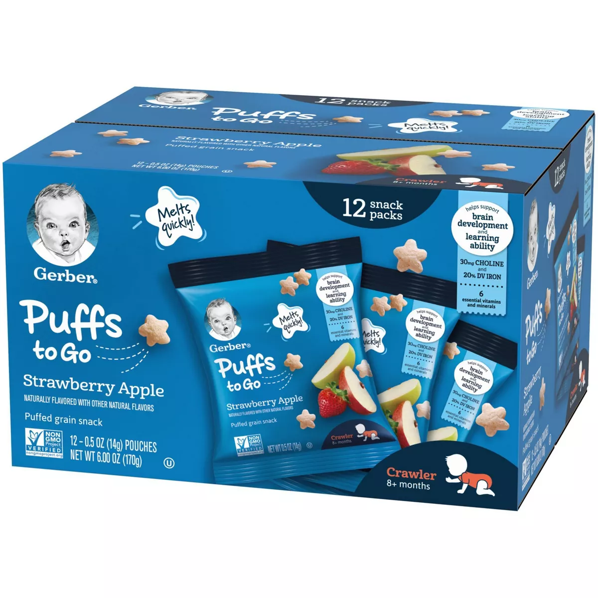 Gerber Puffs Strawberry Apple Baby Snacks - 12ct/0.5oz Each