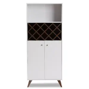 Serafino and Walnut Finished Wood Wine Cabinet White/Brown - BaxtonStudio
