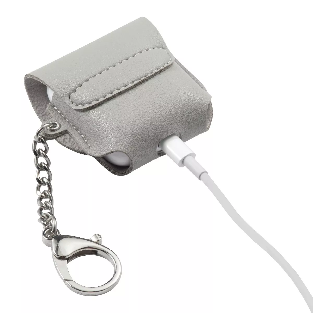 Insten PU Leather Case For AirPods 1 & 2, Carrying Pouch Pocket PU Leather Cover with Keychain, Gray