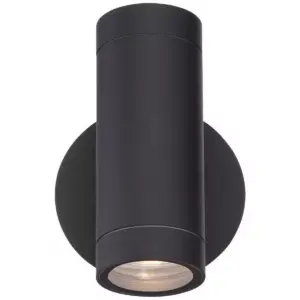 Possini Euro Design Modern Outdoor Wall Light Fixture Matte Black Cylinder 6 1/2