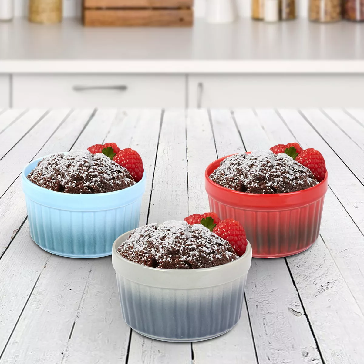 Crock Pot 8 Ounce Thornburg 3 Piece Stoneware Assorted Ramekin Dish Set