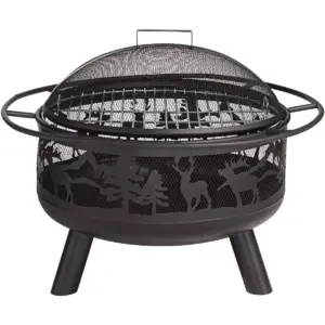 John Timberland Rustic Black Fire Pit Round 30