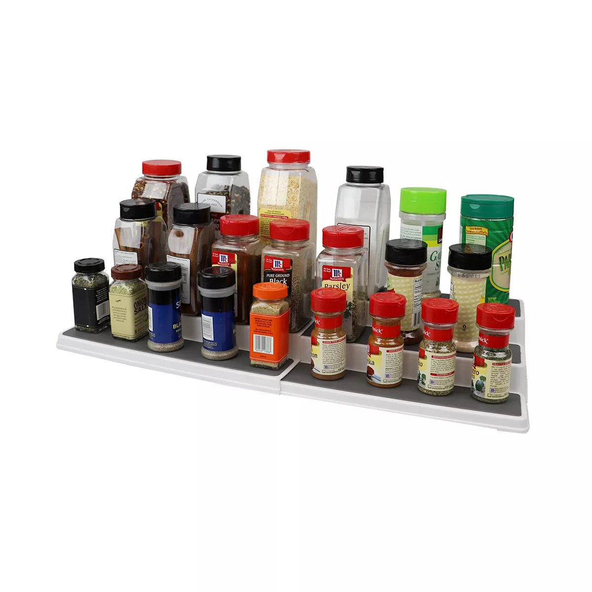 Home Basics 3 Tier Rubber Lined Plastic Adjustable Seasoning Rack, White