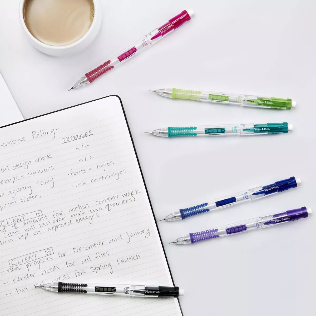 6pk #2 Mechanical Pencils ClearPoint .7mm Multicolor - PaperMate