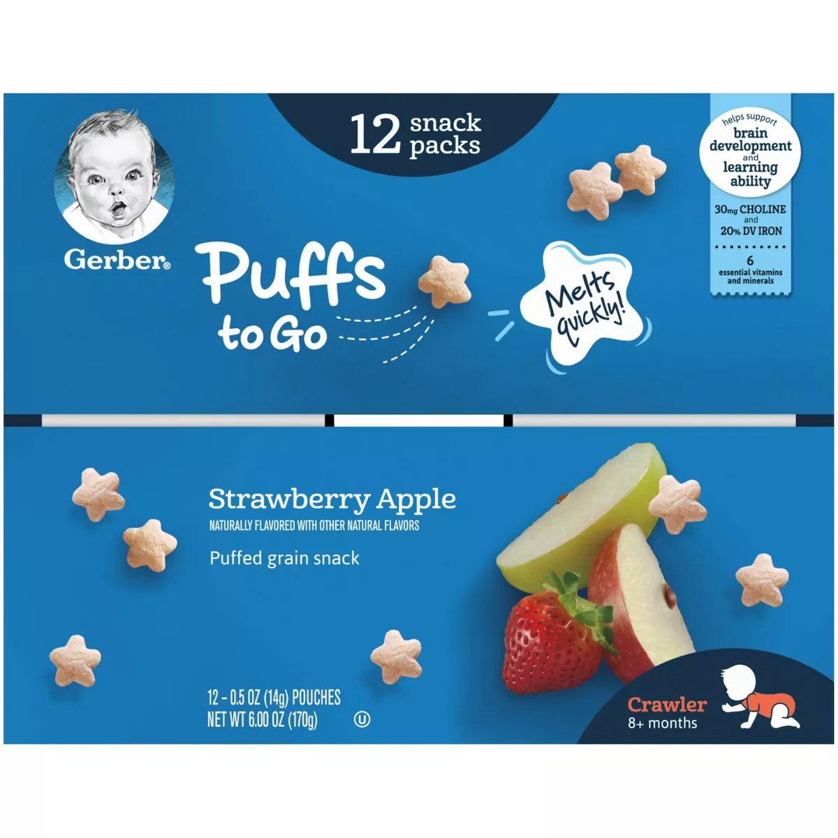 Gerber Puffs Strawberry Apple Baby Snacks - 12ct/0.5oz Each