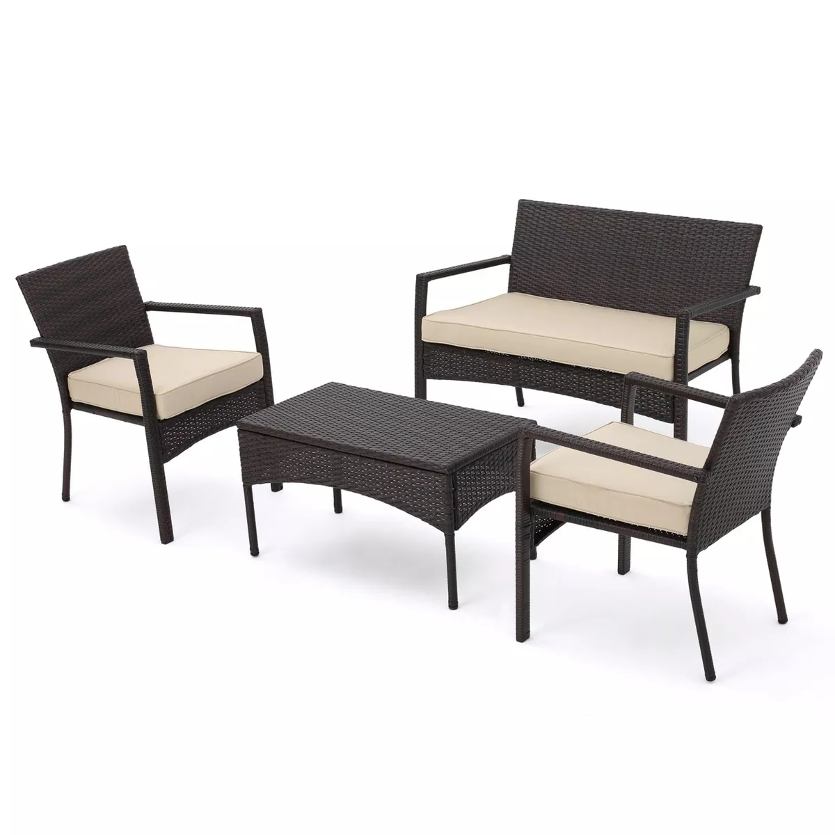 Cancun 4pc All-Weather Wicker Patio Chair Set - Brown - Christopher Knight Home