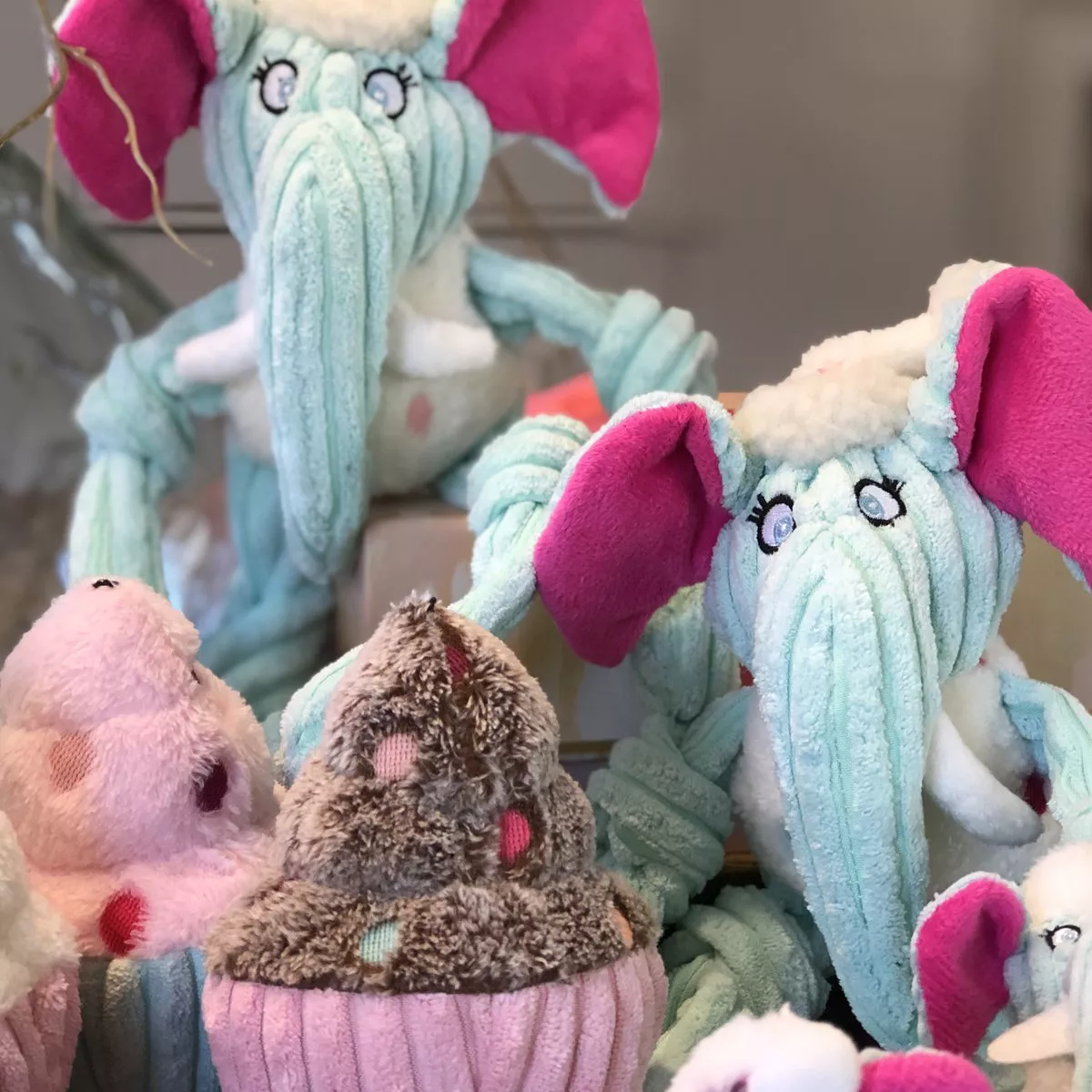 HuggleHounds HuggleHappy Birthday Long and Lankie Party Elephant Durable Toy for Dogs