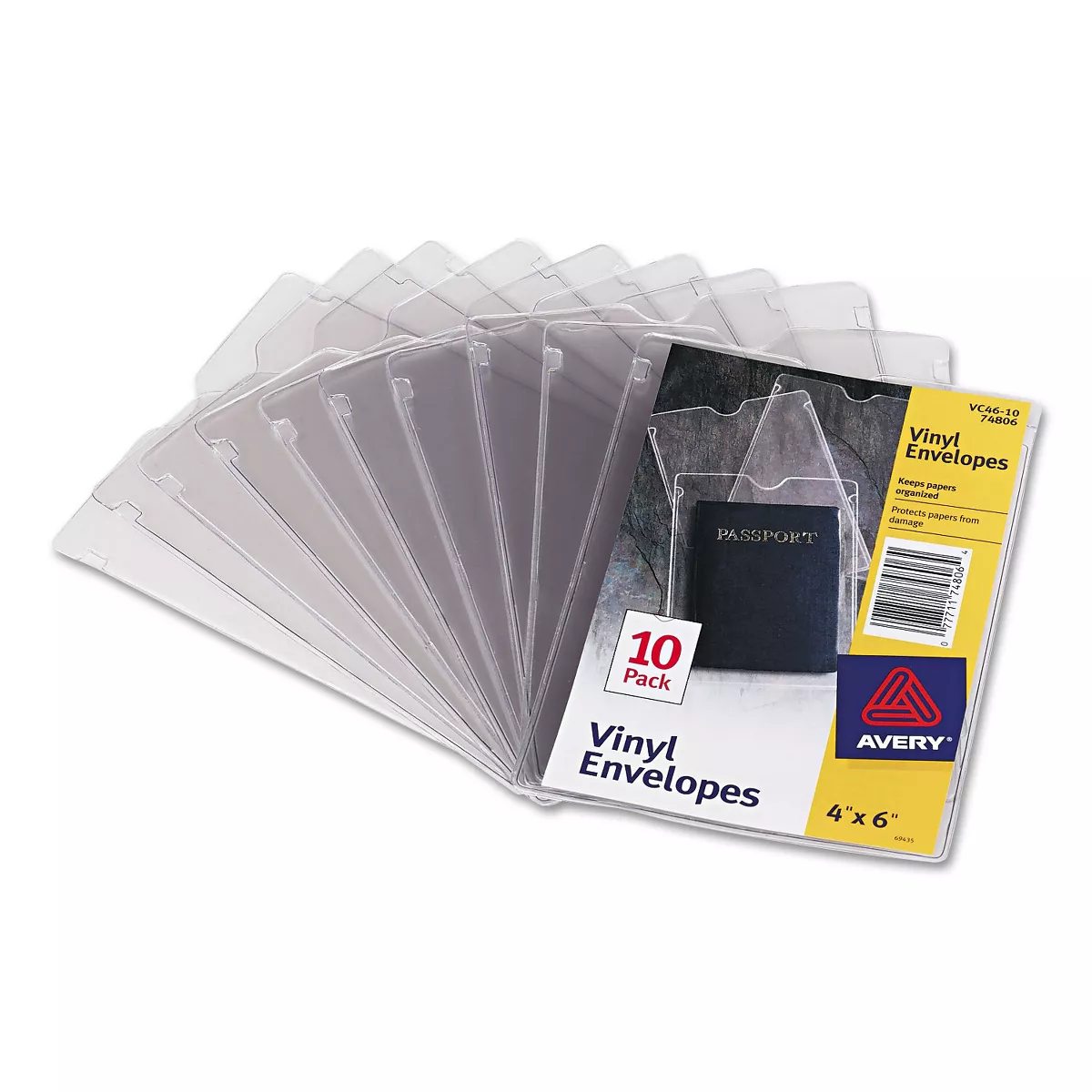 Avery Top-Load Clear Vinyl Envelopes w/Thumb Notch 4 x 6 Clear 10/Pack 74806