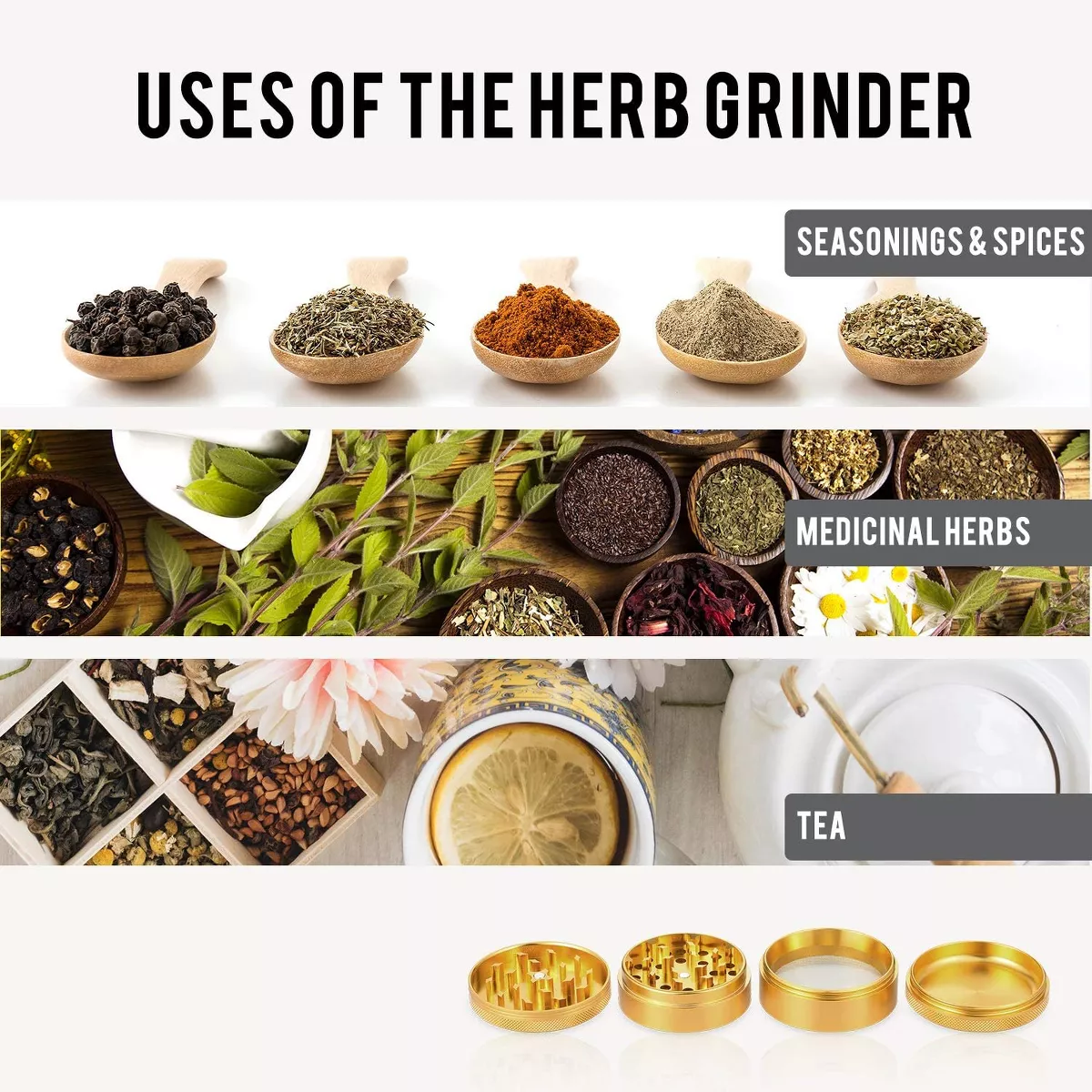 Dartwood 2.5” Aluminum Alloy Spice Herb Grinder with Pollen Scraper and Magnetic Lid