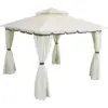 Sunnydaze Outdoor Rectangle Soft Top Patio Gazebo with Screens and Privacy Walls - 10' x 10' - Cream