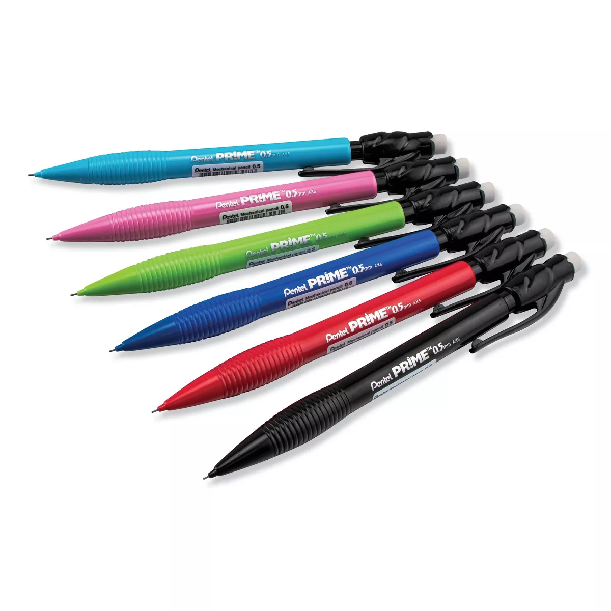 Pentel Mechanical Pencil 0.5 mm HB (#2.5) Black Lead Asst Barrel Colors Stand AX5PC12M