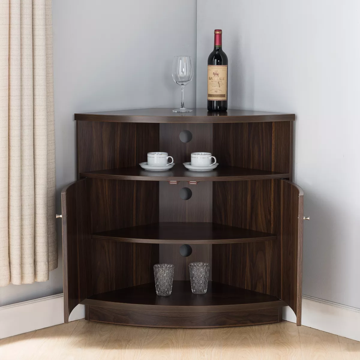 Iohomes Edisa Contemporary 3 - Shelf Corner Buffet Dark Walnut - HOMES: Inside + Out