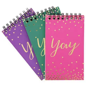 Paper Junkie 12-Pack Gold Foil Yay Confetti Spiral Lined Notebooks Journals (5.3 x 3 in, 50 Sheets, 3 Colors)