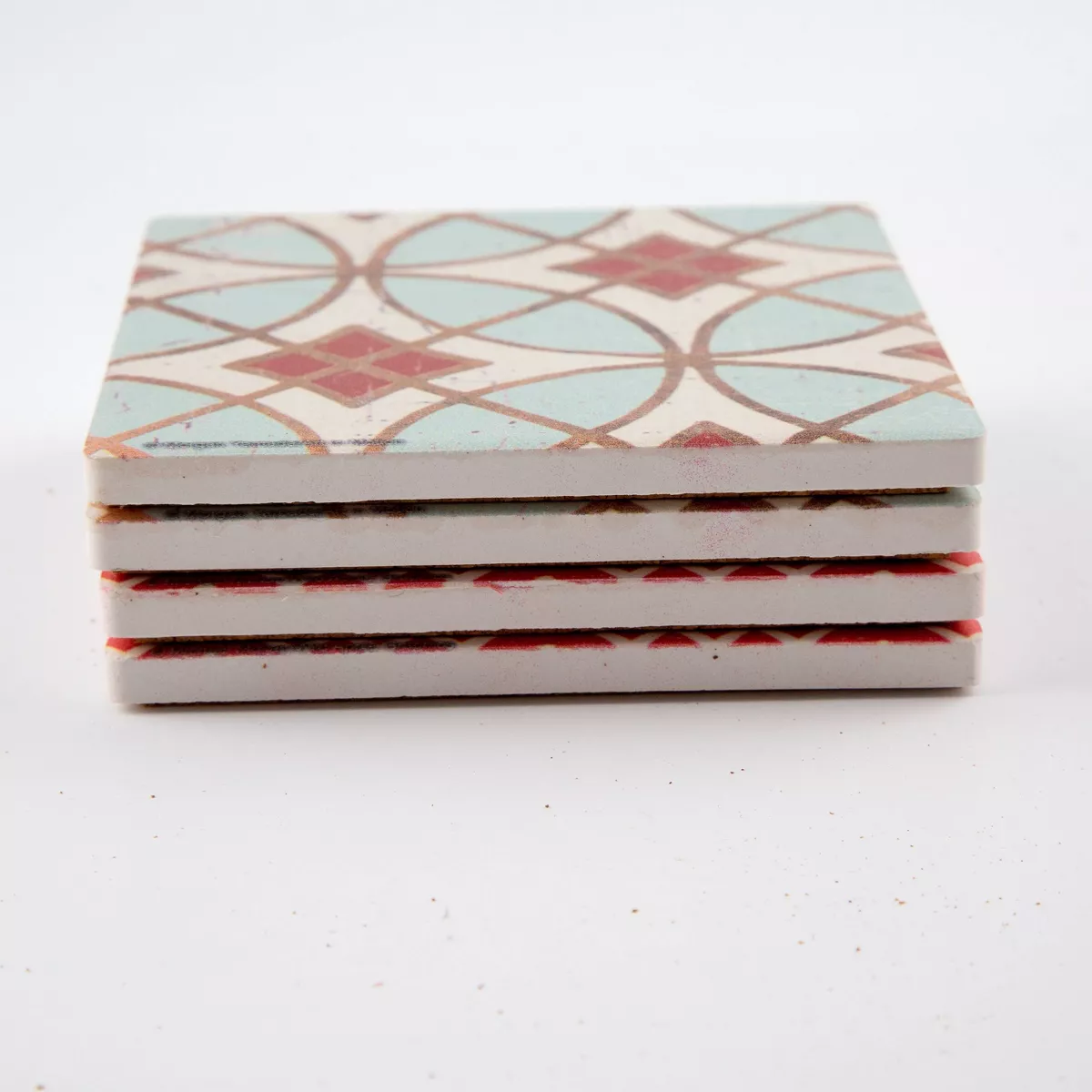 Thirstystone Red Lattice & Garden Tile 4 Piece Occasions Coaster Set