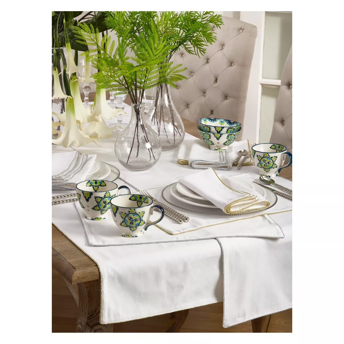4pk Silver Luana Shimmering Border Design Placemat 14