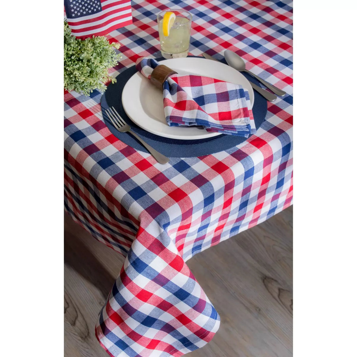 Red & Blue Check Tablecloth (70