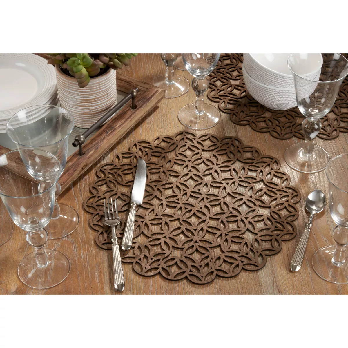 4pk Wood Laser Cut Tablemats - Saro Lifestyle