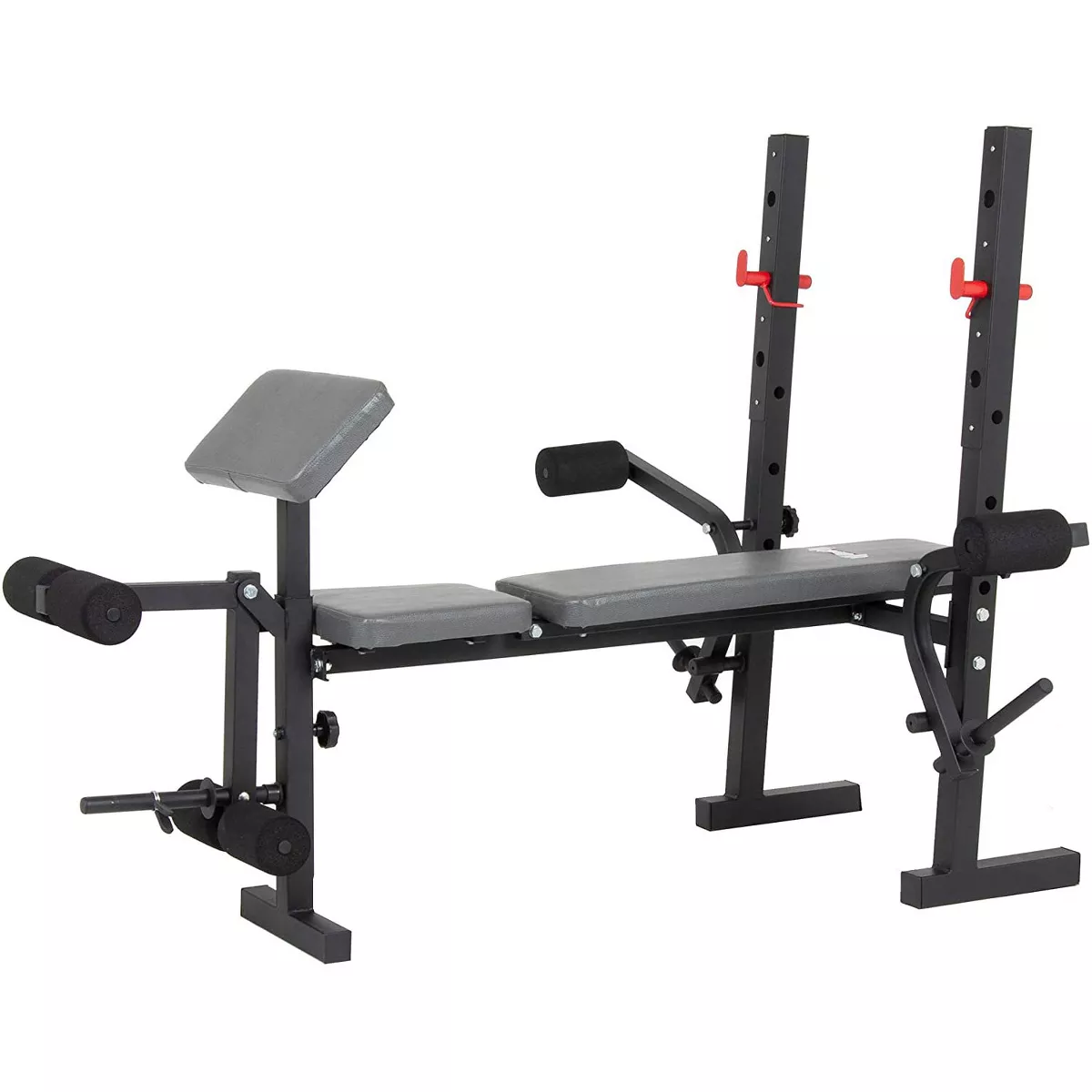Body Champ BCB580 Standard Weightlifting Exercise Bench with Adjustable Incline Seat and Dual Action Leg Developer, Weight Set Not Included