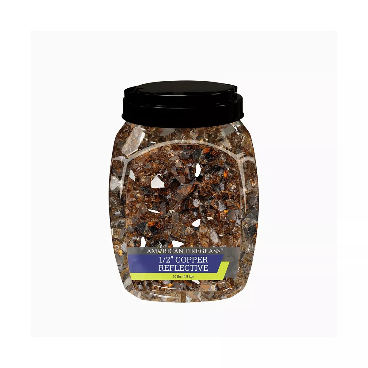 American Fireglass 10 LB Bag 1/2 Inch Reflective Fireplace & Firepit Fire Glass, Copper