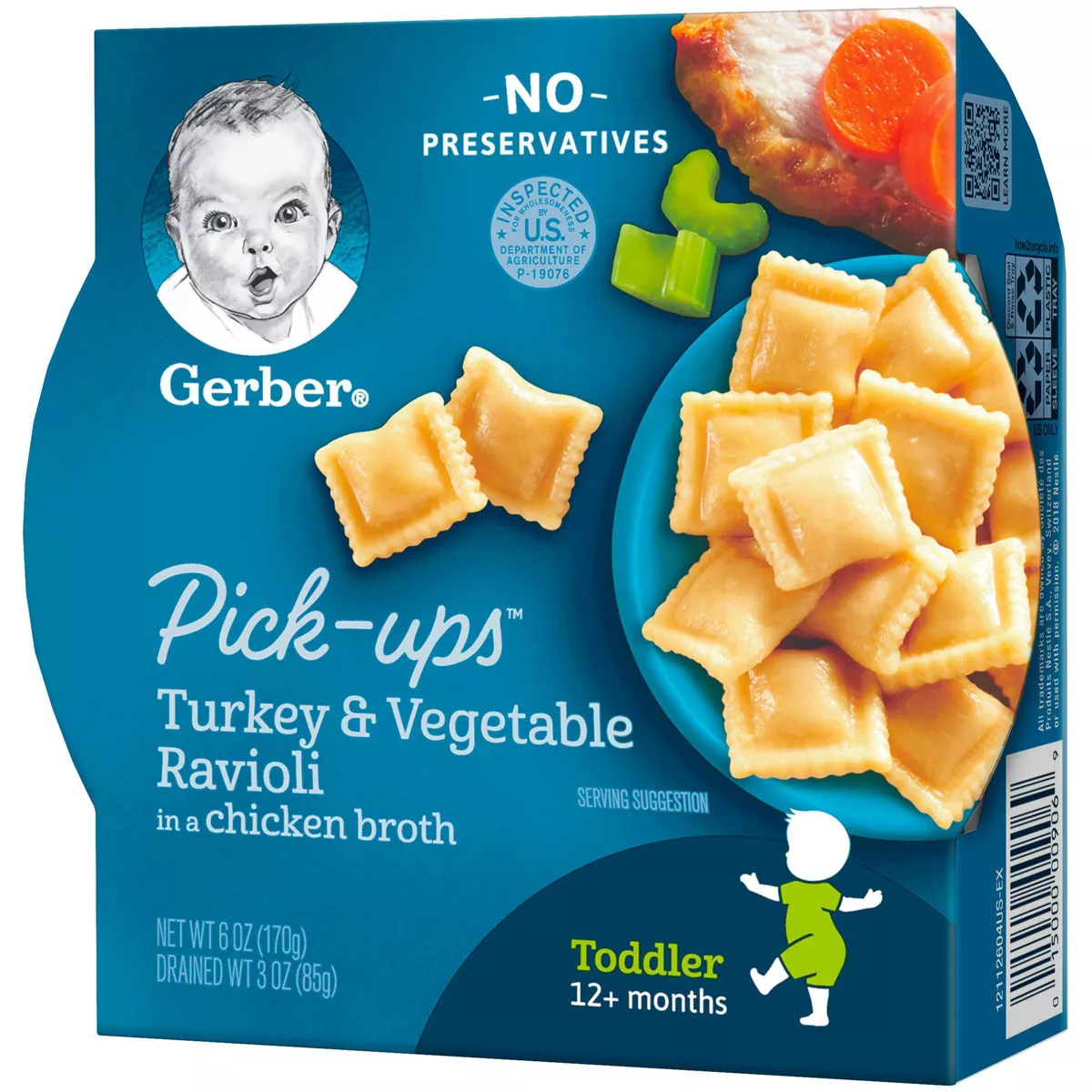 Gerber Toddler Pasta Pick-Ups Turkey & Vegetable Ravioli in a Chicken Broth Baby Meals - 6oz