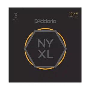 D'Addario NYXL1046 Light 3-Pack Electric Guitar Strings and NS Reflex Capo Black
