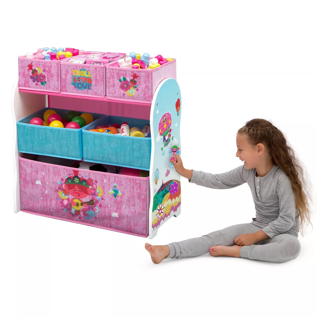 Trolls World Tour Design and Store 6 Bin Toy Organizer - Delta Children
