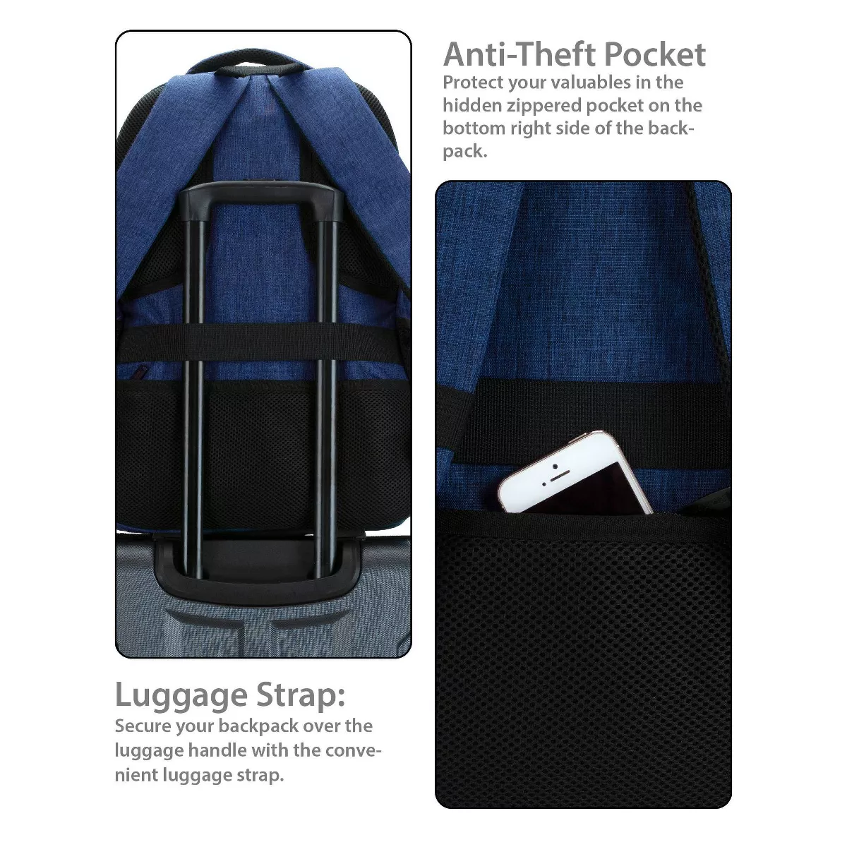 Rockland 19'' Business Pro USB Laptop Backpack - Blue