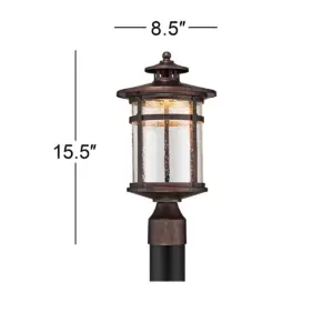 Franklin Iron Works Mission Post Light Fixture LED Bronze 15 1/2